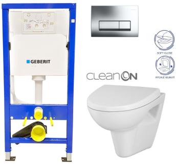 GEBERIT DuofixBasic s chromovým tlačítkem DELTA51 + WC CERSANIT CLEANON PARVA + SEDÁTKO 458.103.00.1 PA1