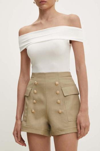 Kraťasy Answear Lab dámské, zelená barva, hladké, high waist