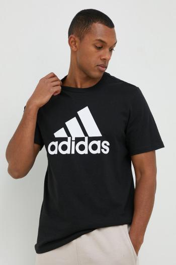 Bavlněné tričko adidas černá barva, s potiskem, IC9347