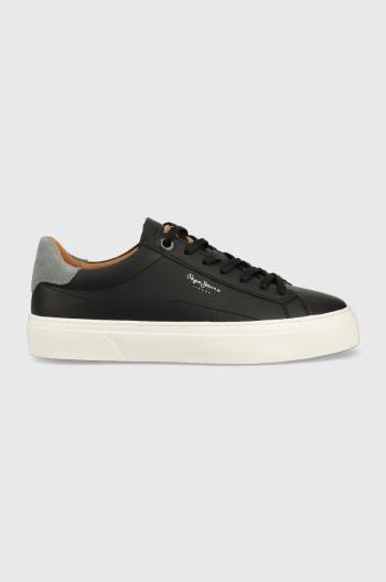 Kožené sneakers boty Pepe Jeans YOGI černá barva, PMS30930