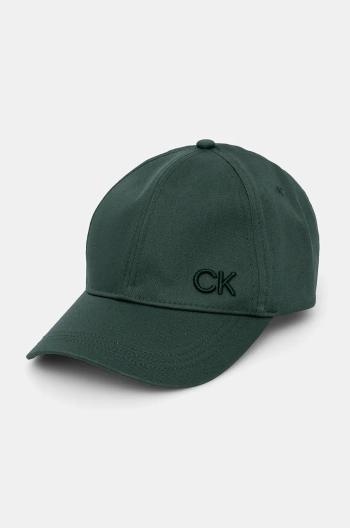 Bavlněná baseballová čepice Calvin Klein zelená barva, s aplikací, K60K612000