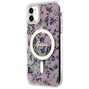 Guess PC/TPU Flowers IML MagSafe Kompatibilní Zadní Kryt pro iPhone 11 Pink (GUHMN61HCFWSP)