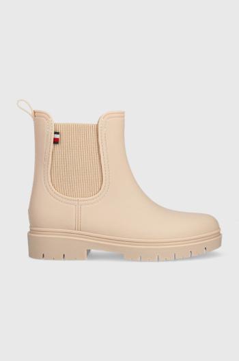 Holínky Tommy Hilfiger Fw0fw06897 Matt Ankle Rainboot With Elastic dámské, béžová barva