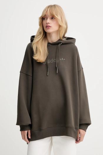 Mikina adidas Originals Ess Lin Hoodie zelená farba, s kapucňou, s potlačou, JW1029
