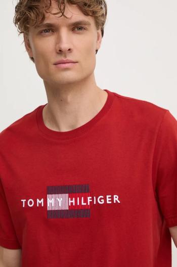 Bavlněné tričko Tommy Hilfiger červená barva, s aplikací, MW0MW36455