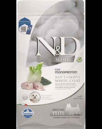 FARMINA N&amp;D White Dog Adult Mini Sea Bass, Spirulina &amp; Fennel 2 kg Hrana caini talie mica, blana alba, cu biban de mare, spirulina si fenicul