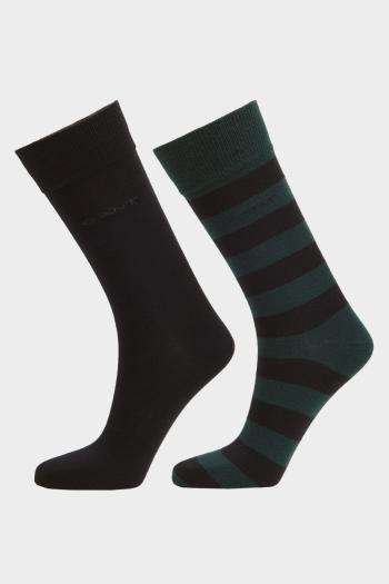 PONOŽKY GANT BARSTRIPE AND SOLID SOCKS 2-PACK TARTAN GREEN