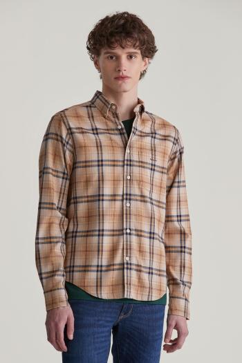 KOŠILE GANT REG JASPE FLANNEL PLAID SHIRT CARAMEL BEIGE