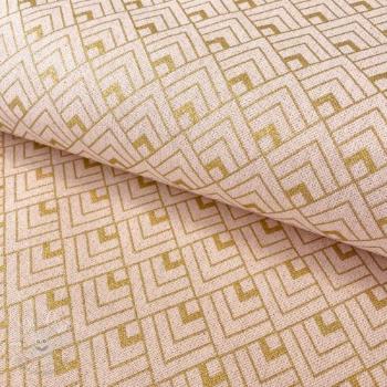 Dekoračná látka Linenlook Art deco cubes rose metallic premium