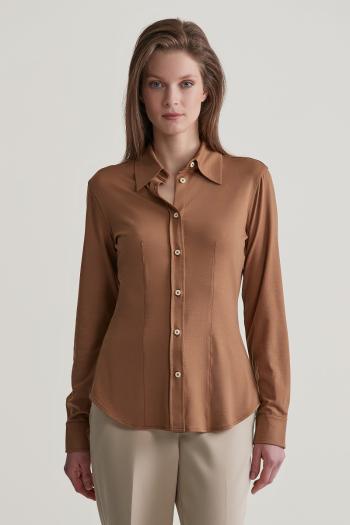 KOŠILE GANT SLIM JERSEY SHIRT ROASTED WALNUT