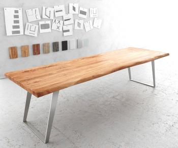 Jídelní stůl Edge 300x100cm XL akácie přírodní nerezová ocel