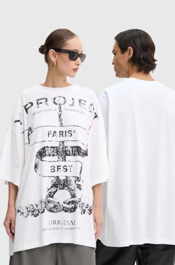 Bavlněné tričko Y/Project EVERGREEN PARIS' BEST PINCHED T-SHIRT bílá barva, s potiskem, 204TS002