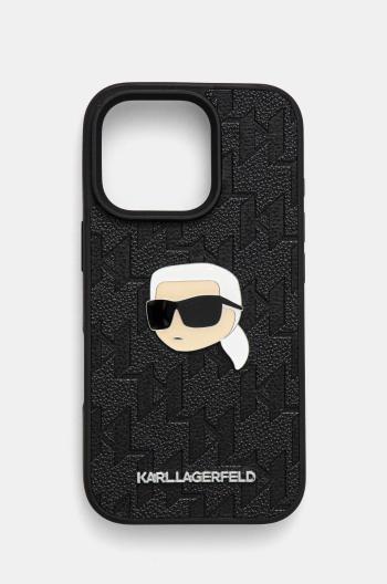 Obal na telefon Karl Lagerfeld iPhone 16 Pro 6.3 černá barva, KLHCP16LPGKLKIPK