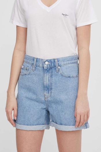 Džínové šortky Calvin Klein Jeans dámské, hladké, high waist, J20J222800