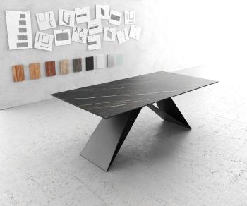 Jídelní stůl Edge 200x100cm Laminam® keramika hnědá podnož ve