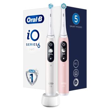 Oral B Elektrický zubní kartáček iO6 Series Duo Pack White/Pink Sand Extra Handle 2 ks