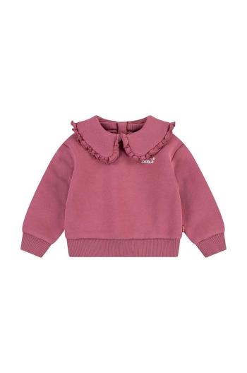 Kojenecká mikina Levi's RUFFLE COLLARED CREW růžová barva, hladká, 1EK989