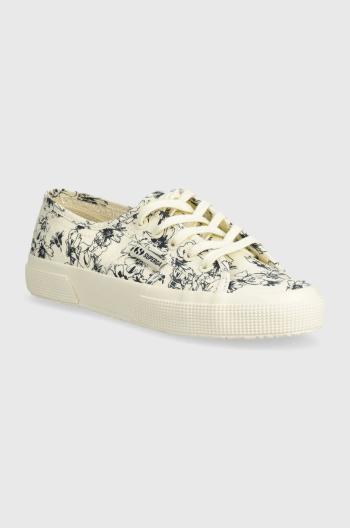 Tenisky Superga 2750 SKETCHED FLOWERS dámské, béžová barva, S6122NW