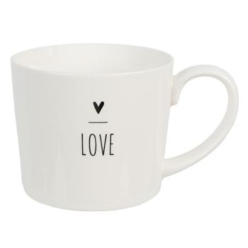 Bílý hrnek se srdíčkem s nápisem Love - Lovely Day - 12*8*7 cm / 300 ml 6CEMU0147