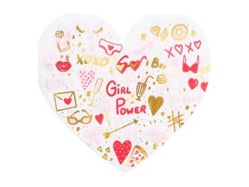 PartyDeco Ubrousky srdce - Girl Power 16 x 15cm 20 ks