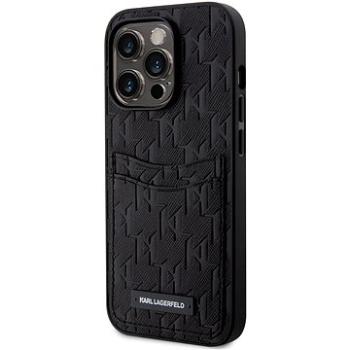 Karl Lagerfeld Saffiano Monogram Card Slot Zadní Kryt pro iPhone 14 Pro Max Black (KLHCP14XSAKLHPPK)