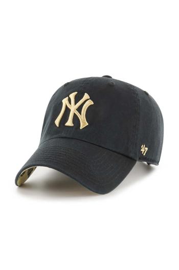 Bavlněná baseballová čepice 47brand MLB New York Yankees černá barva, s aplikací