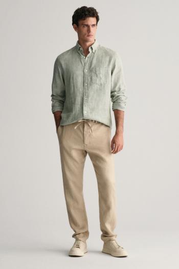 KALHOTY GANT RELAXED LINEN DS PANTS DRY SAND