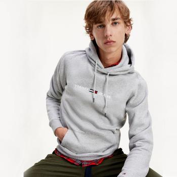 Tommy Jeans pánská šedá mikina s kapucí