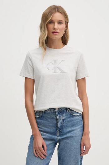 Bavlněné tričko Calvin Klein Jeans šedá barva, J20J224244