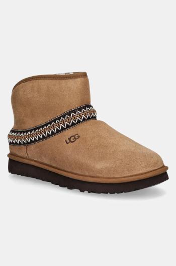 Semišové sněhule UGG Classic Mini Crescent hnědá barva, 1158262-CHE