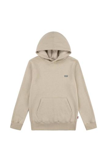 Dětská mikina Levi's MINI BATWING HOODIE béžová barva, s kapucí, hladká, 9EL452