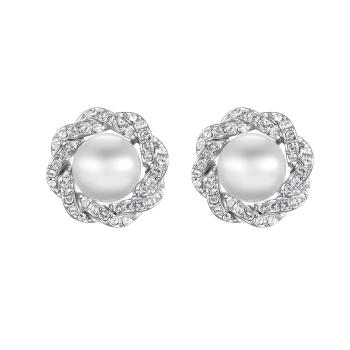 CRYSTalp Luxusní náušnice s krystaly a perlou Rich pearl 42310.R