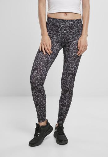 Urban Classics Ladies AOP Leggings hibiscus black - 4XL