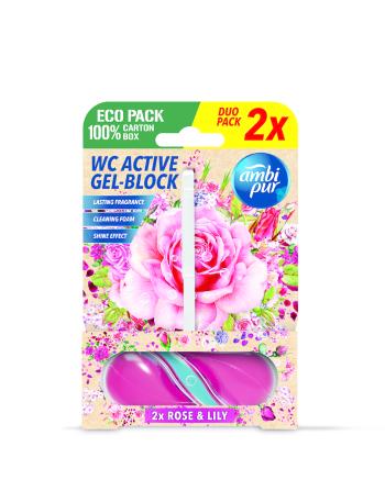 Ambipur WC Active gel-blok růže & lilie 2x 45 g