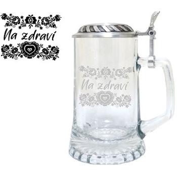 B.BOHEMIAN Džbánek s cínovým víkem Stern ornament 0,5 l NAZDRAVÍ (CZ) (S5550cz)