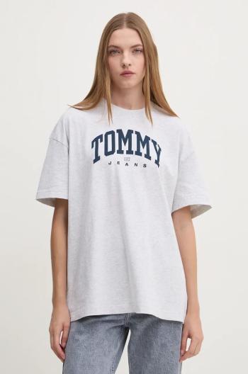 Bavlněné tričko Tommy Jeans šedá barva, DW0DW18403