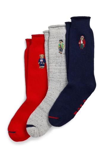 Bavlněné ponožky Polo Ralph Lauren 3-pack šedá barva, 449958862