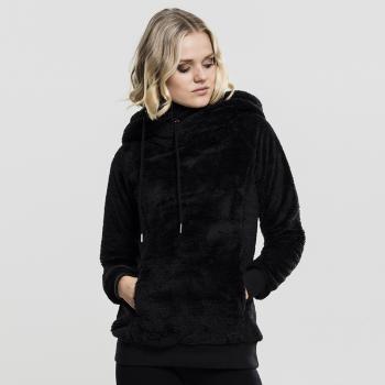 Mikina Urban Classics Ladies Long Teddy Hoody black - M