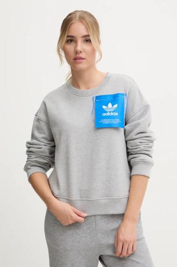 Bavlněná mikina adidas Originals x Ksenia Schneider dámská, šedá barva, s aplikací, IW5666