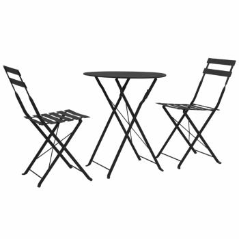 Zahradního bistro set 3 ks ocel Dekorhome Černá