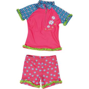 PLAYSHOES Girls UV plavky dvoudílné květinkové pink