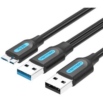 Vention USB 3.0 to Micro USB Cable with USB Power Supply 0.5M Black PVC Type (CQPBD)