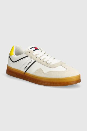 Sneakers boty Tommy Jeans TJM LEATHER RETRO CUPSOLE bílá barva, EM0EM01414