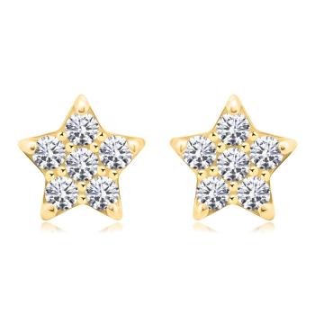Zlaté náušnice 14K v tvare hviezdy s čírymi zirkónmi