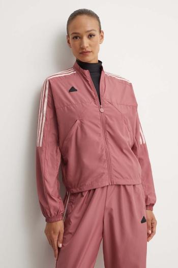 Bunda adidas Tiro dámská, růžová barva, přechodná, oversize, JJ4663