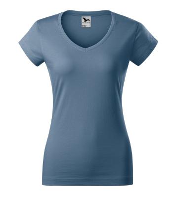 MALFINI Dámské tričko Fit V-neck - Denim | XS