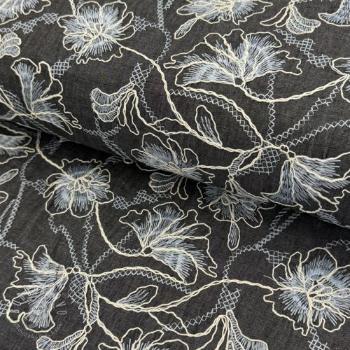 Bavlnená látka JEANS EMBROIDERY Lisa design C