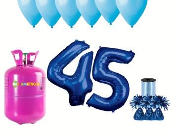 HeliumKing Helium párty set na 45. narozeniny s modrými balónky