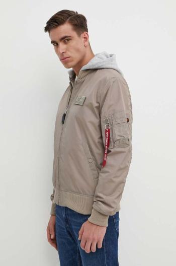 Bunda Alpha Industries MA-1 TT Hood pánská, béžová barva, přechodná