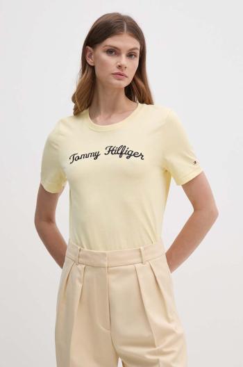 Bavlněné tričko Tommy Hilfiger žlutá barva, WW0WW42589